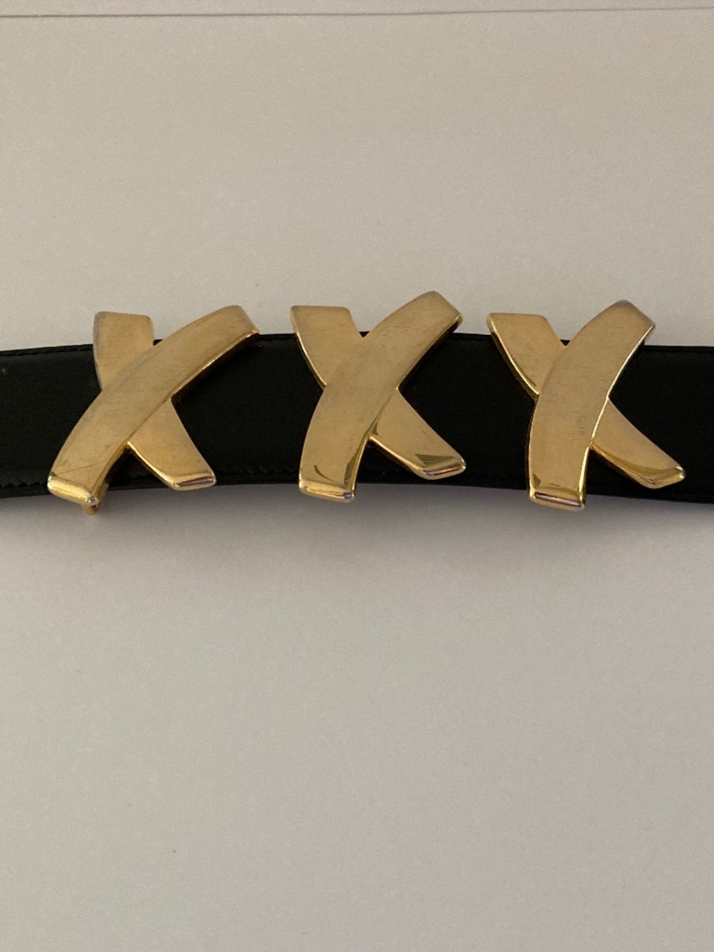 Paloma Picasso Vintage Triple X (Kiss) Black Leather Belt/L/Excellent Condition! - Picture 3 of 9